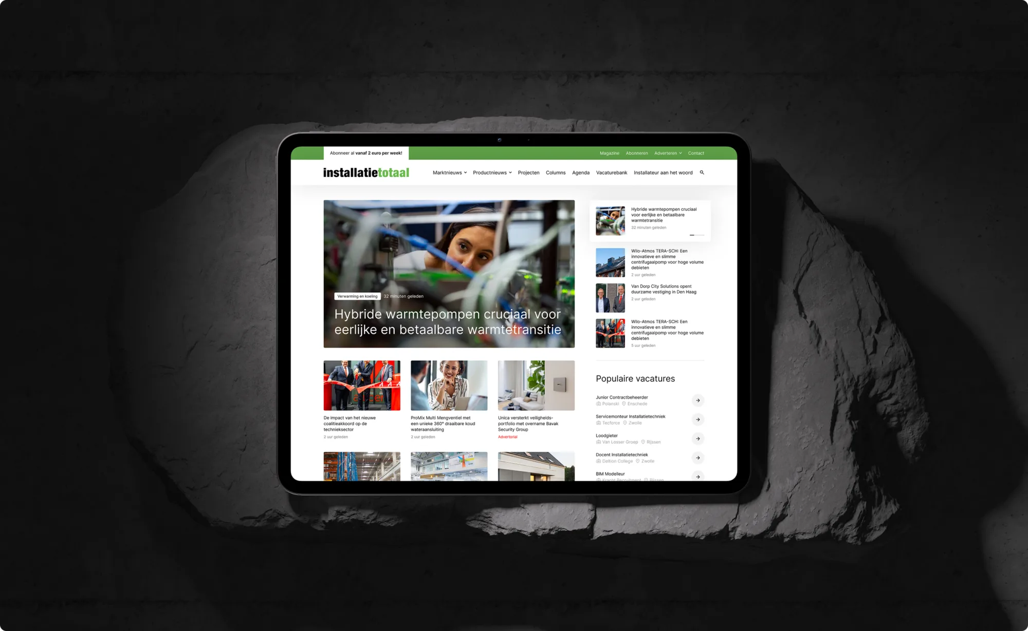 Installatietotaal website iPad mockup