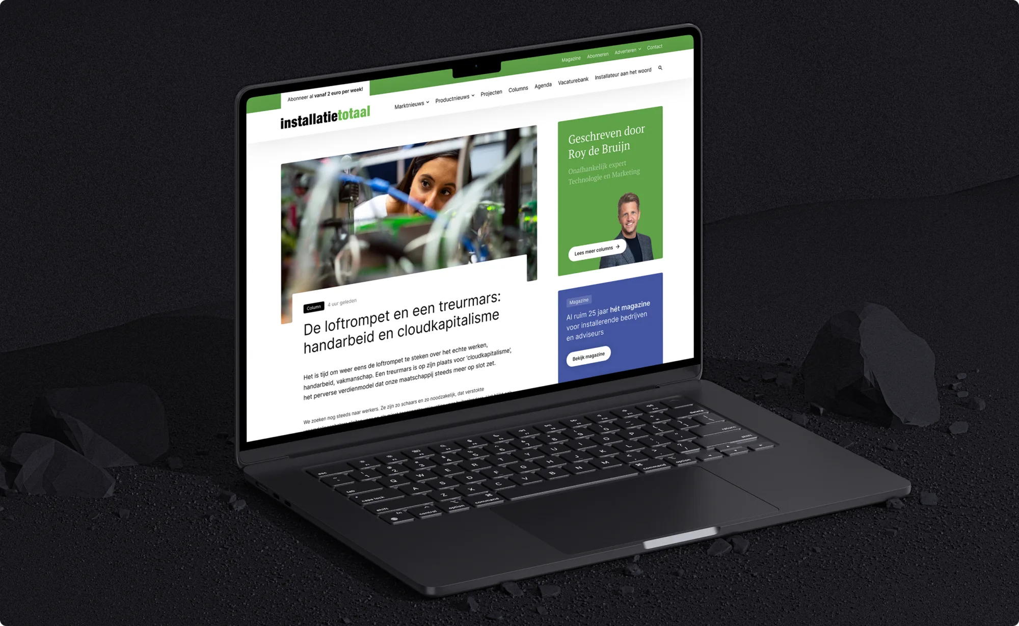 Installatietotaal website mockup