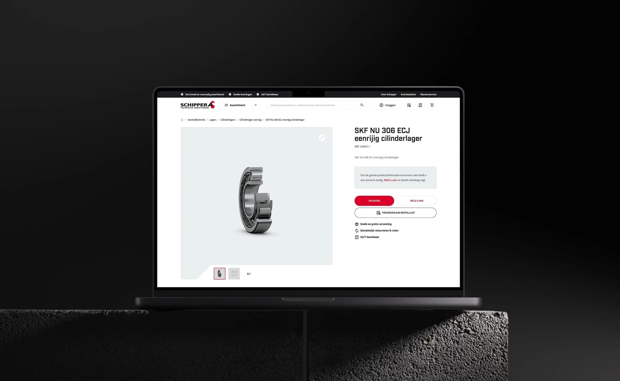 Schipper Techniek website mockup