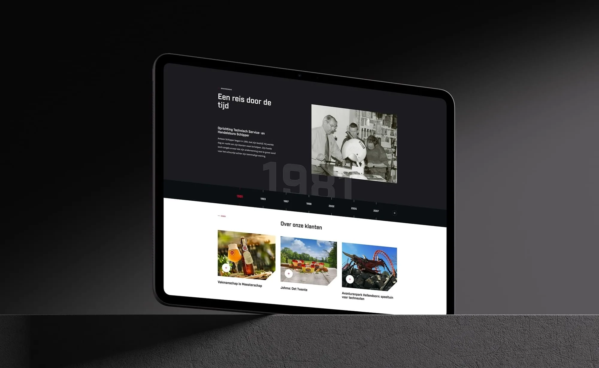 Schipper Techniek iPad website mockup