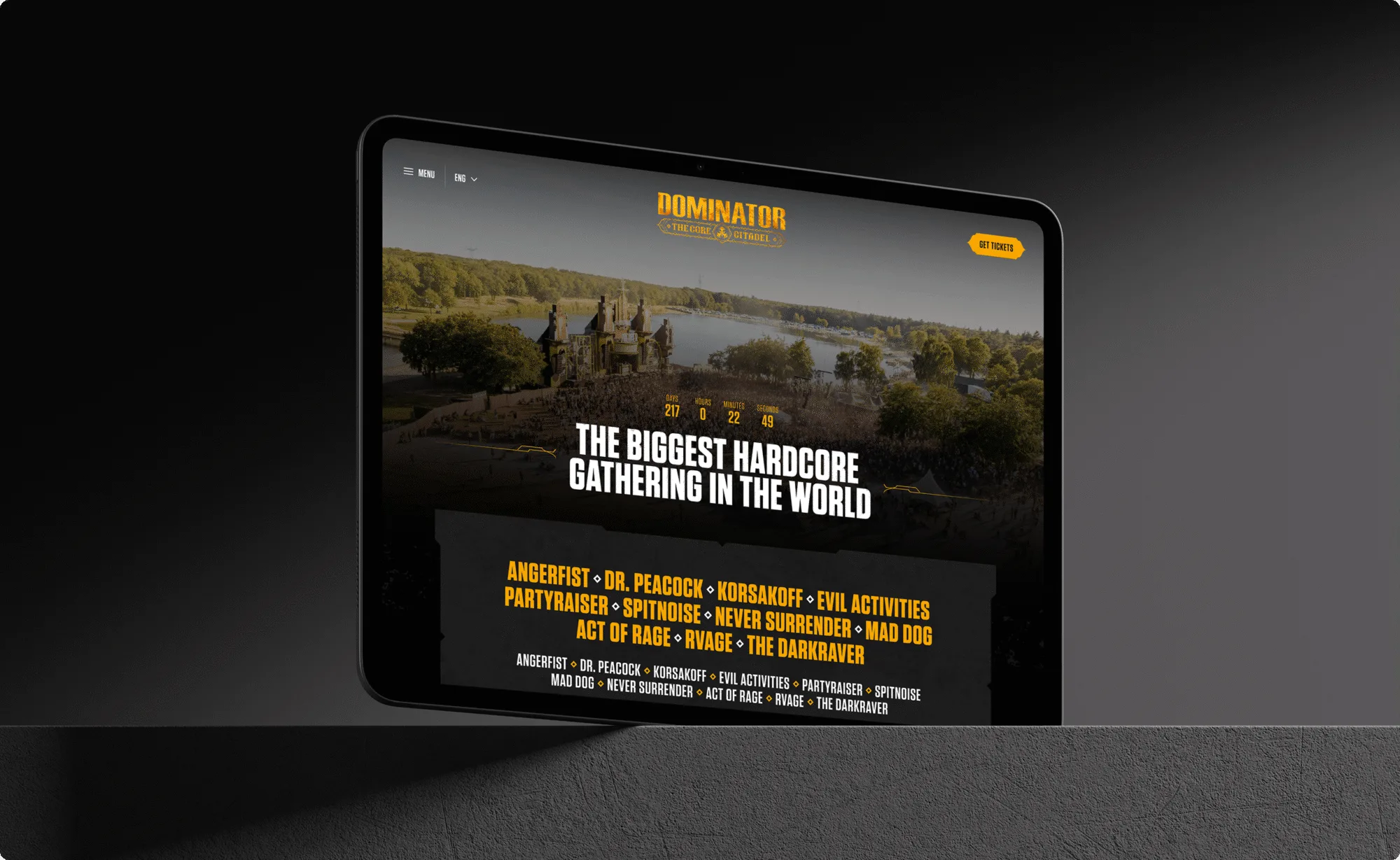 Dominator Festival website iPad mockup