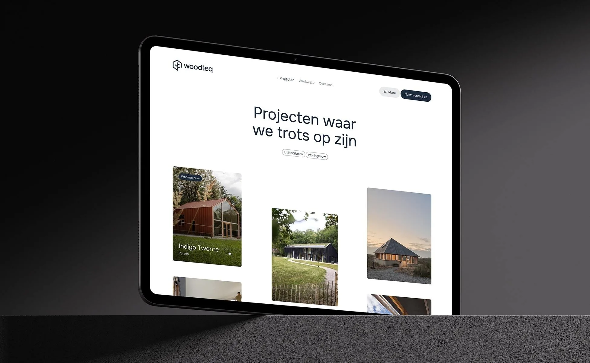 Woodteq website iPad mockup