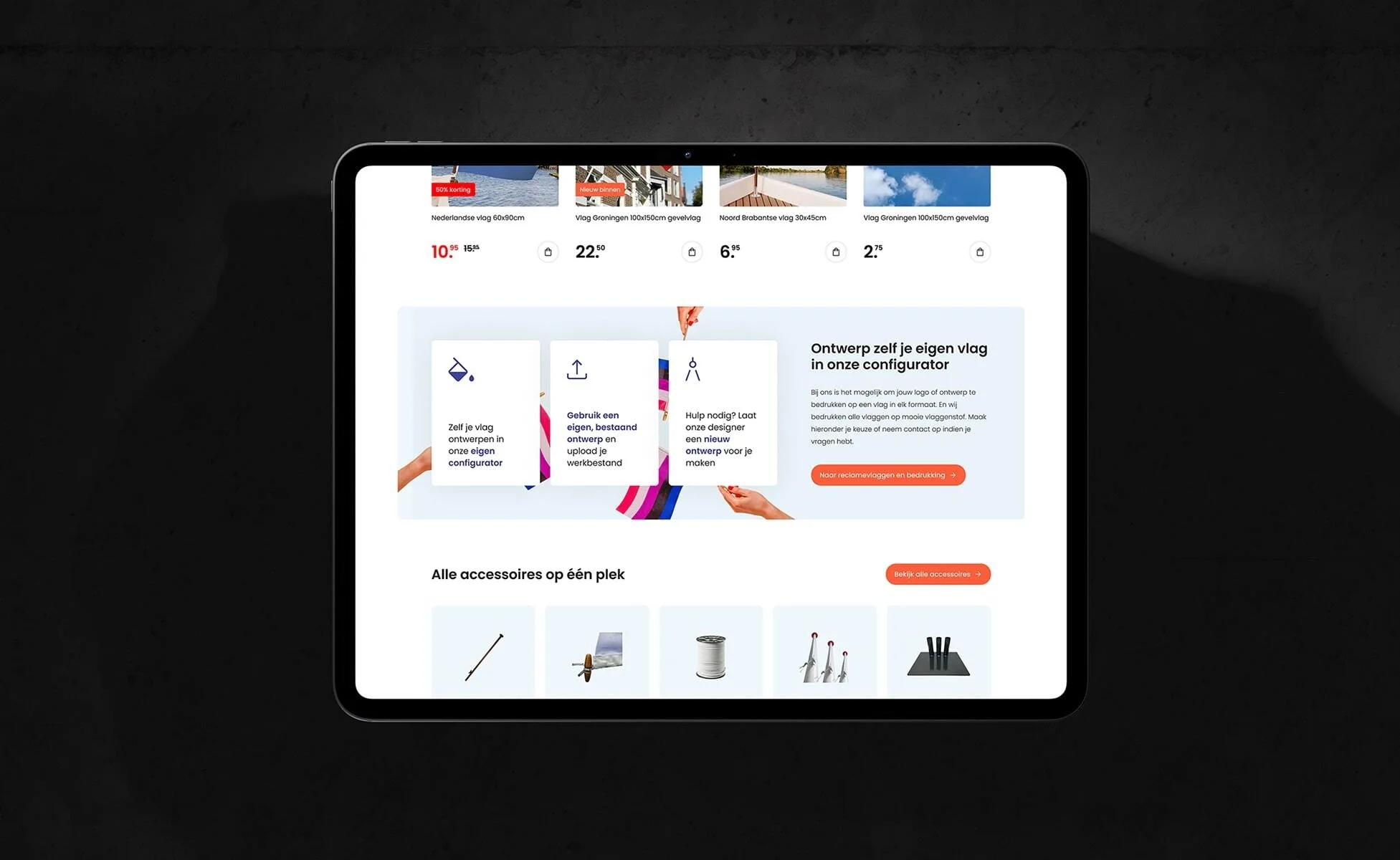 Vlaggenclub website iPad mockup