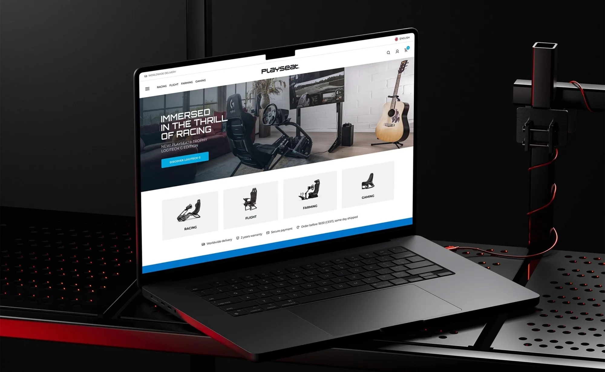 Playseat website mockup