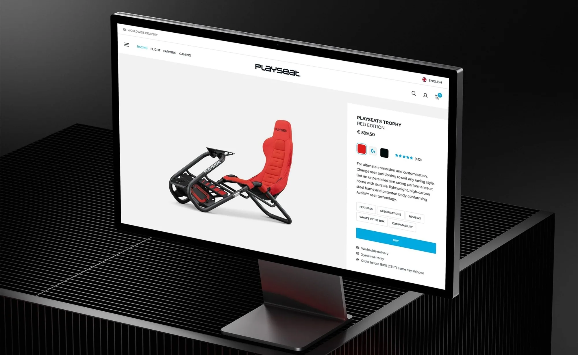 Playseat website mockup