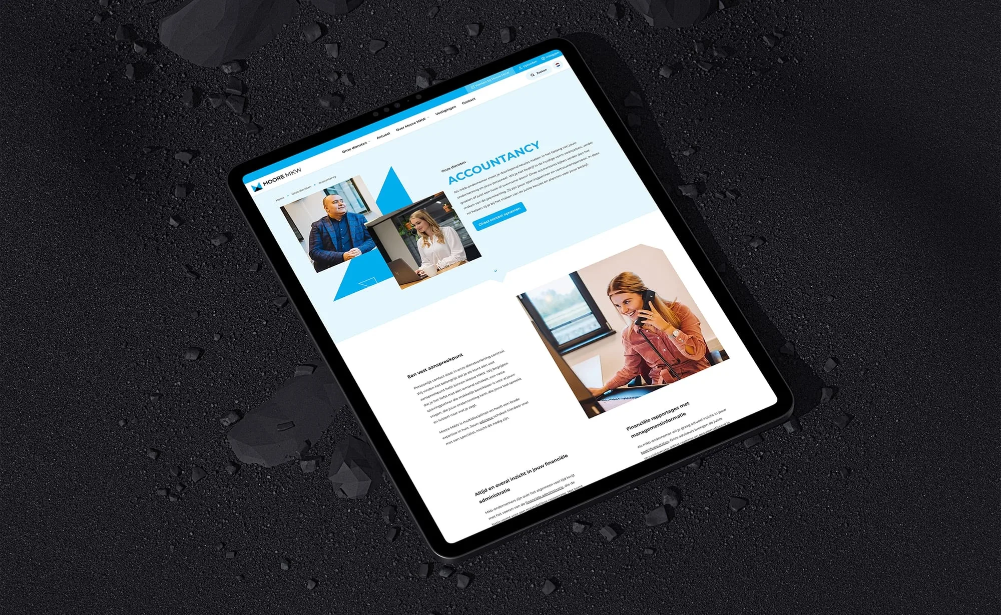 Moore MKW website iPad mockup