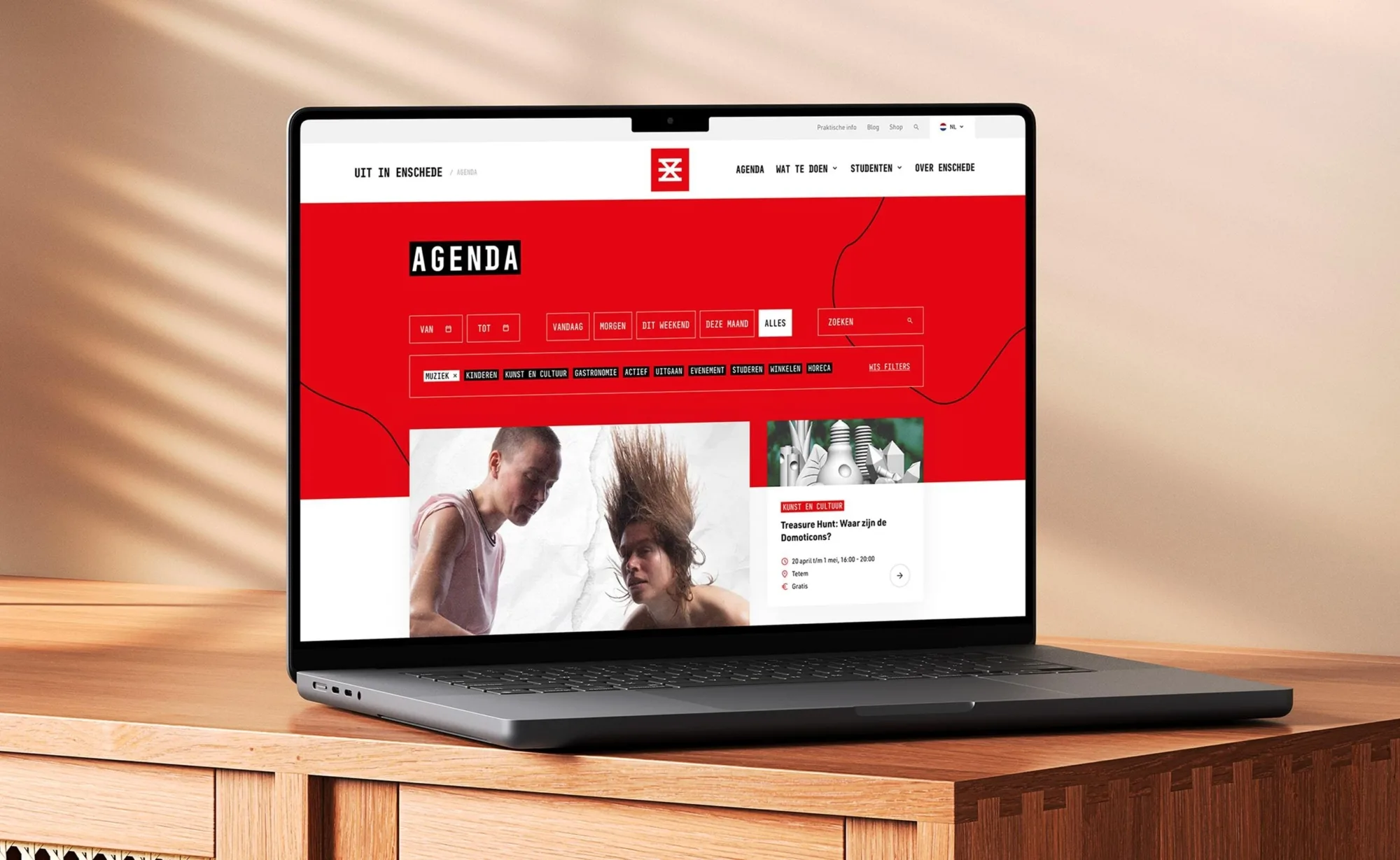 Uit in Enschede website agenda mockup